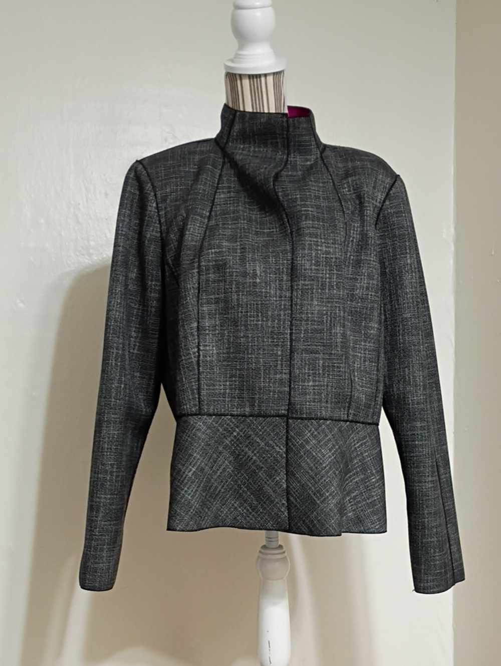 Lafayette 148 New York Amanda Peplum Hem Snap Button Blazer Jacket Size 18 - Picture 3 of 14